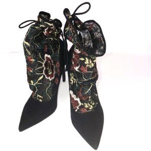 Zara Pumps with Floral Embroidered Sock - NWT
